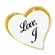 1 INCH MODERN SPARKLED WHITE ENAMELED HEART WITH GOLD BORDER LAPEL PIN