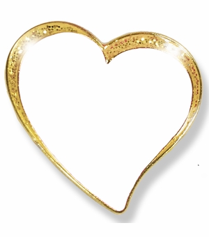 1 INCH MODERN SPARKLED WHITE ENAMELED HEART WITH GOLD BORDER LAPEL PIN