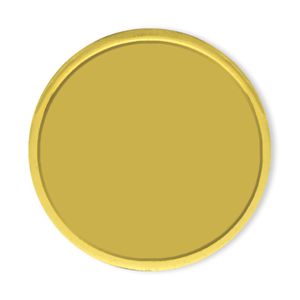 1 INCH ROUND DIE STRUCK GOLD LAPEL PIN WITH BUTTERFLY CLUTCH BACKING-HOLDS 7/8 INCH INSERT