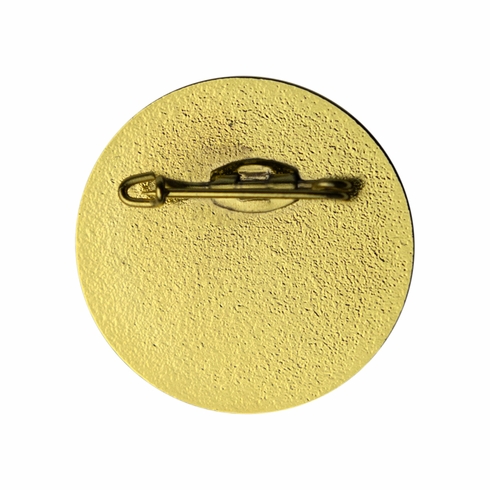 1 INCH ROUND DIE STRUCK GOLD LAPEL PIN WITH PIN BAR BACKING-HOLDS 7/8 INCH INSERT