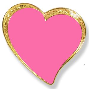 1 INCH MODERN SPARKLED PINK ENAMELED HEART WITH GOLD BORDER LAPEL PIN