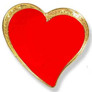 1 INCH MODERN SPARKLED RED ENAMELED HEART WITH GOLD BORDER LAPEL PIN