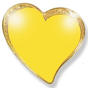 1 INCH MODERN SPARKLED YELLOW ENAMELED HEART WITH GOLD BORDER LAPEL PIN