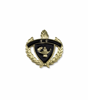 1-Inch in Height Gold Wreathed Lamp of Learning '4.0' Pin