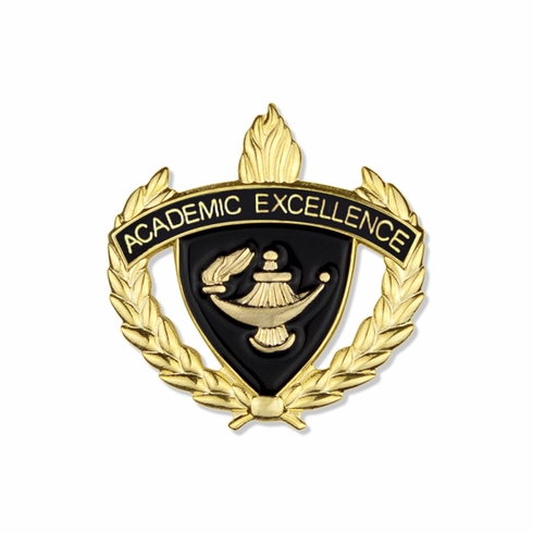 1 INCH WREATH WITH LAMP OF LEARNING ACADEMIC EXCELLENCE LAPEL PIN