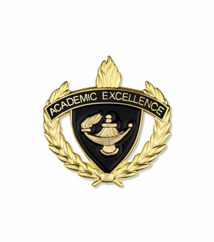 1-Inch in Height Gold Wreathed Lamp of Learning 'Academic Excellence' Pin