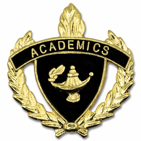 1 INCH WREATH WITH LAMP OF LEARNING ACADEMICS LAPEL PIN