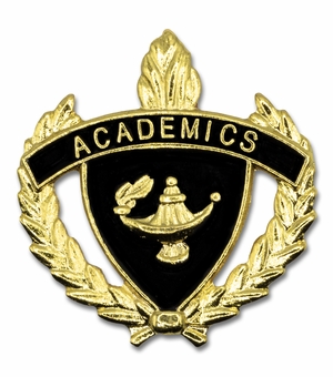 1-Inch in Height Gold Wreathed Lamp of Learning 'Academics' Pin