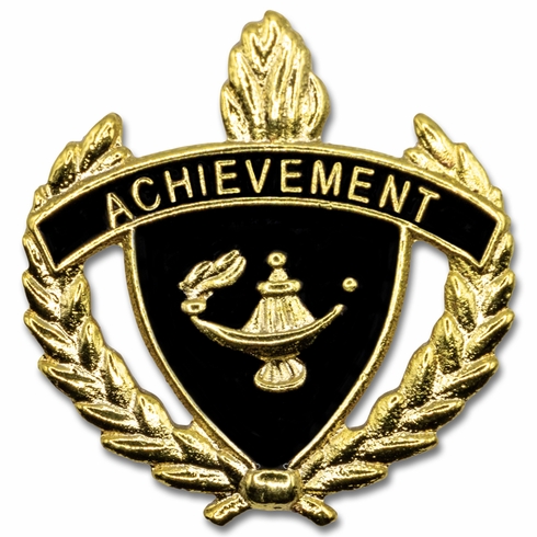 1 INCH WREATH WITH LAMP OF LEARNING ACHIEVEMENT LAPEL PIN