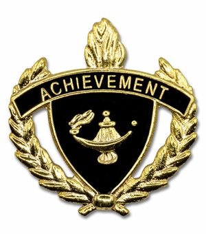 1-Inch in Height Gold Wreathed Lamp of Learning 'Achievement' Pin