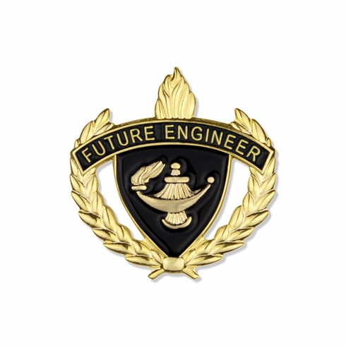 1 INCH WREATH WITH LAMP OF LEARNING FUTURE ENGINEER LAPEL PIN