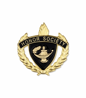 1-Inch in Height Gold Wreathed Lamp of Learning 'Honor Society' Pin