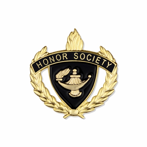 1 INCH WREATH WITH LAMP OF LEARNING HONOR SOCIETY LAPEL PIN
