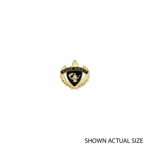 1 INCH WREATH WITH LAMP OF LEARNING HONOR SOCIETY LAPEL PIN