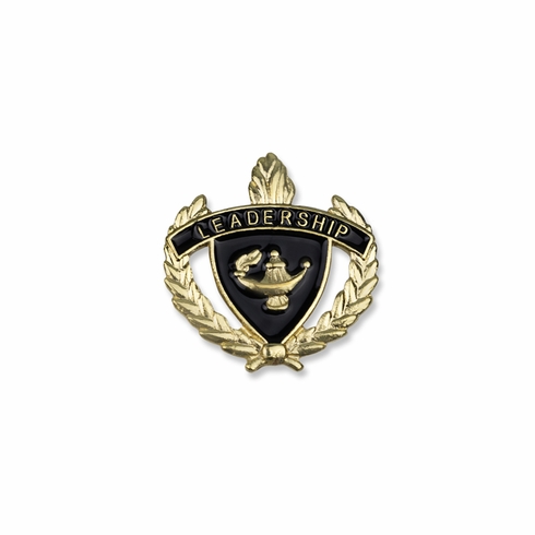 1 INCH WREATH WITH LAMP OF LEARNING LEADERSHIP LAPEL PIN