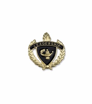 1-Inch in Height Gold Wreathed Lamp of Learning 'Leadership' Pin