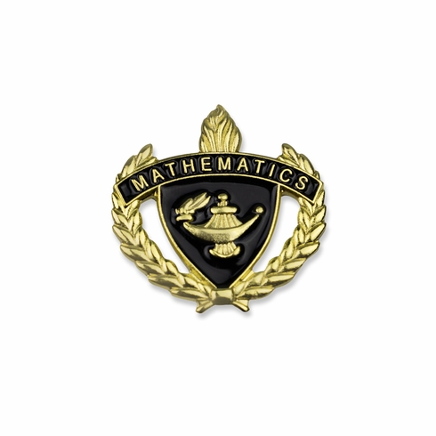 1 INCH WREATH WITH LAMP OF LEARNING MATHEMATICS LAPEL PIN