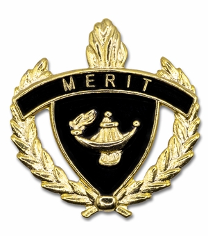 1-Inch in Height Gold Wreathed Lamp of Learning 'Merit' Pin