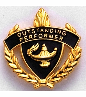 1-Inch in Height Gold Wreathed Lamp of Learning 'Outstanding Performer' Pin