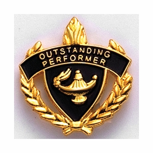 1 INCH WREATH WITH LAMP OF LEARNING OUTSTANDING PERFORMER LAPEL PIN
