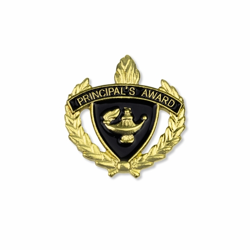 1 INCH WREATH WITH LAMP OF LEARNING PRINCIPAL'S AWARD LAPEL PIN
