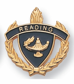 1-Inch in Height Gold Wreathed Lamp of Learning 'Reading' Pin