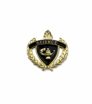 1-Inch in Height Gold Wreathed Lamp of Learning 'Science' Pin