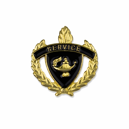 1 INCH WREATH WITH LAMP OF LEARNING SERVICE LAPEL PIN