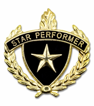 1-Inch in Height Gold Wreathed 'Star Performer' Pin