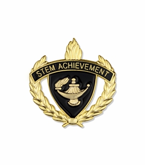 1-Inch in Height Gold Wreathed Lamp of Learning 'STEM Achievement' Pin