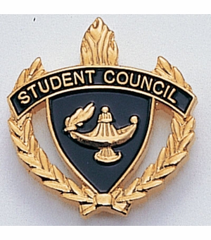 1-Inch in Height Gold Wreathed Lamp of Learning 'Student Council' Pin