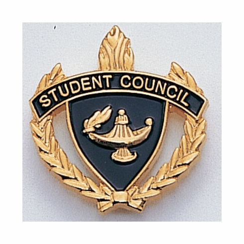 1 INCH WREATH WITH LAMP OF LEARNING STUDENT COUNCIL LAPEL PIN