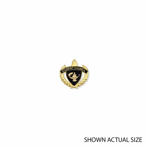 1 INCH WREATH WITH LAMP OF LEARNING STUDENT COUNCIL LAPEL PIN