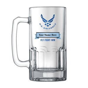 1 LITER U.S. AIR FORCE GLASS STEIN WITH BANNER FOR PERSONALIZATION NAME AND RANK