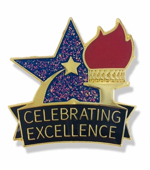 1 X 1 INCH CELEBRATING EXCELLENCE LAPEL PIN