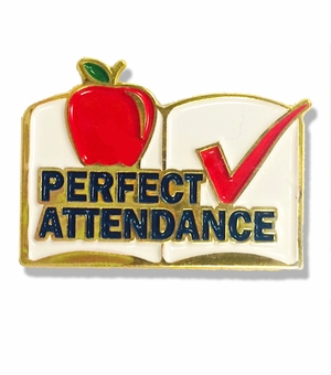 1 X 3/4 INCH PERFECT ATTENDANCE LAPEL PIN