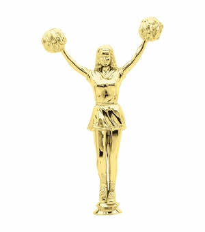 10-1/2 GOLD PLASTIC CHEERLEADER TROPHY FIGURE