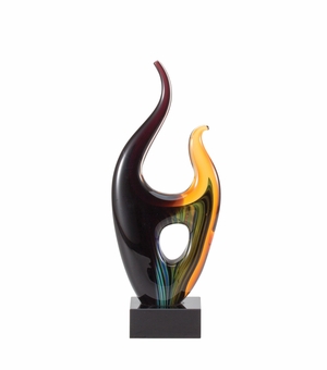 10-1/2 INCH HAND BLOWN ART GLASS SCULPTURE SWIRL PATTERN AWARD