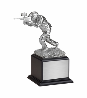 10-1/2 INCH SILVER PAINTBALL PLAYER FIGURE TROPHY