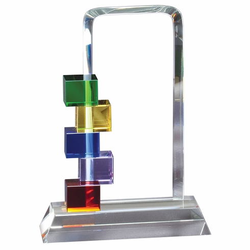 10-1/2 INCHMULTI-COLOR GLASS STACKED BLOCKS AWARD