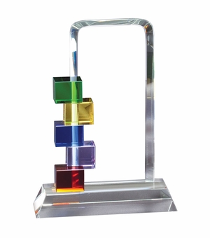 10-1/2 INCHMULTI-COLOR GLASS STACKED BLOCKS AWARD
