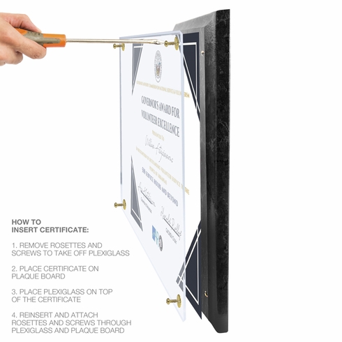 10-1/2 X 13 INCH BLACK MARBLE PLAQUE HOLDS 8-1/2 X 11 INCH CERTIFICATE