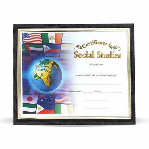 10-1/2 X 13 INCH BLACK PLAQUE HOLDS 8-1/2 X 11 CERTIFICATE, GOLD RAISED BORDER