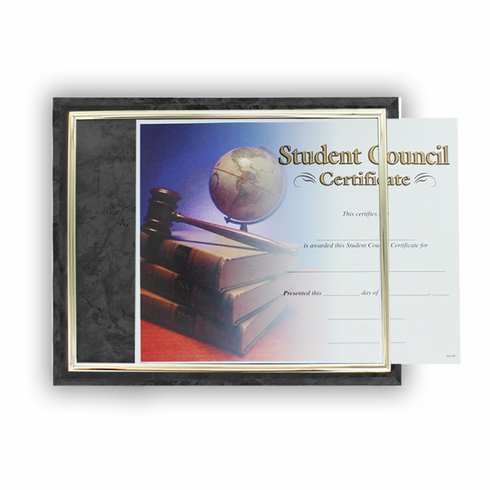 10-1/2 X 13 INCH BLACK PLAQUE HOLDS 8-1/2 X 11 CERTIFICATE, GOLD RAISED BORDER