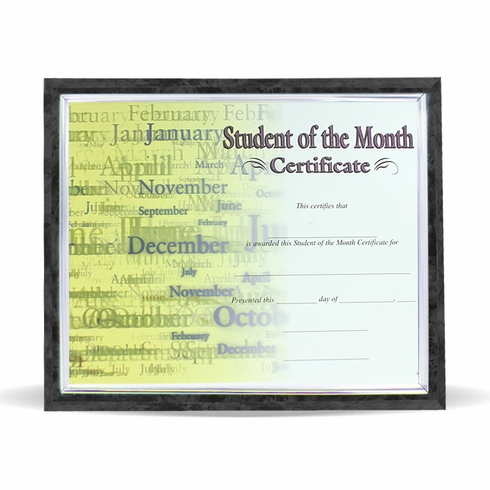 10-1/2 X 13 INCH BLACK PLAQUE HOLDS 8-1/2 X 11 CERTIFICATE, SILVER RAISED BORDER