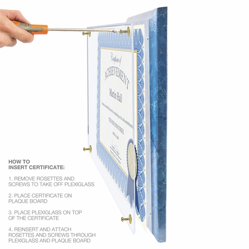 10-1/2 X 13 INCH BLUE MARBLE PLAQUE HOLDS 8-1/2 X 11 INCH CERTIFICATE