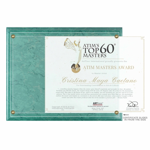 10-1/2 X 13 INCH GREEN MARBLEIZED PLAQUE HOLDS 8-1/2 X 11 INCH CERTIFICATE