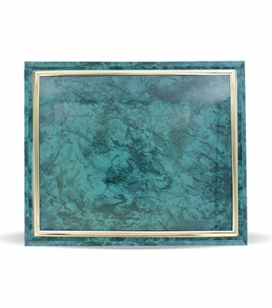 10-1/2 X 13 INCH GREEN PLAQUE HOLDS 8-1/2 X 11 CERTIFICATE, GOLD RAISED BORDER