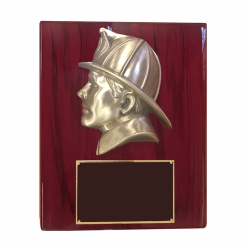 10-1/2 X 13 INCH LARGE FIREMAN'S HEAD ON PIANO FINISHED PLAQUE