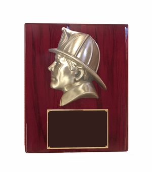 10-1/2 X 13 INCH LARGE FIREMAN'S HEAD ON PIANO FINISHED PLAQUE
